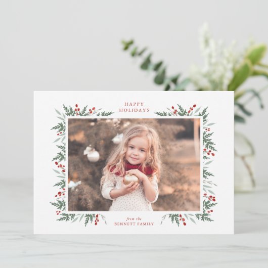 Evergreen en Berries Kaart (Staand voorkant)