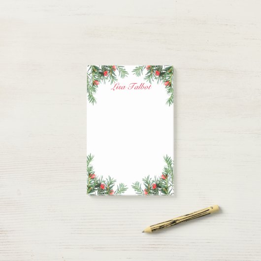 Evergreen en Berries Post It Notes (Op bureau)