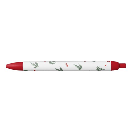 Evergreen en bessen kerstpen zwarte inkt pen (Voorkant)