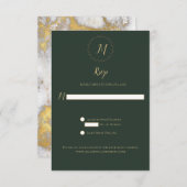 Evergreen en Gold Marble Monogram Verticale RSVP (Voorkant / Achterkant)