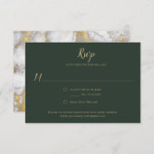 Evergreen en Gold Marble RSVP kaarten (Voorkant / Achterkant)