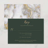 Evergreen en Gold Marble RSVP kaarten Kaartje (Voorkant / Achterkant)