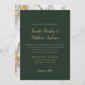 Evergreen en Gold Marble Winter Wedding Kaart (Voorkant / Achterkant)