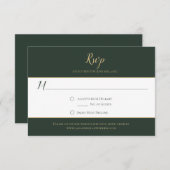 Evergreen en Gold RSVP-kaarten RSVP Kaartje (Voorkant / Achterkant)