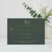 Evergreen en Gold RSVP-kaarten RSVP Kaartje (Staand voorkant)