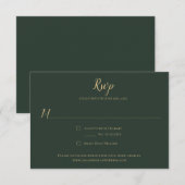 Evergreen en Gold RSVP-kaarten RSVP Kaartje (Voorkant / Achterkant)