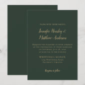 Evergreen en Gold Winter Wedding Kaart (Voorkant / Achterkant)