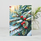 Evergreen en Holly Berries Bedankkaart (Staand voorkant)