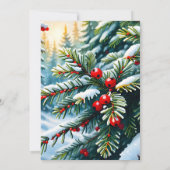 Evergreen en Holly Berries Bedankkaart (Achterkant)