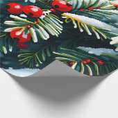 Evergreen en Holly bessen Cadeaupapier (Hoek)