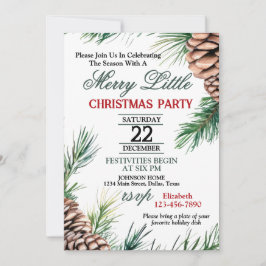 Evergreen en Pinecone kerstfeest uitnodiging