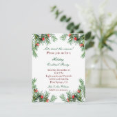 Evergreen en Red Berries Holiday Kaart (Staand voorkant)