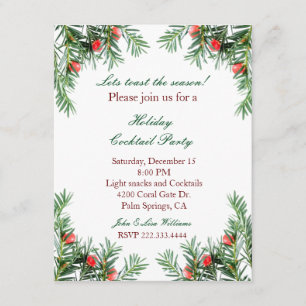 Evergreen en Red Berries Holiday Kaart