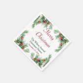 Evergreen en Red Berries kerstluiers Servet (Hoek)