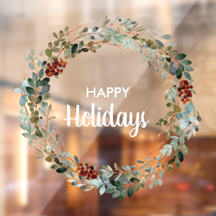 Evergreen Eucalyptus Floral Wreath Raamsticker