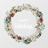 Evergreen Eucalyptus Floral Wreath Raamsticker (Vel)