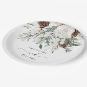 Evergreen feestelijke winter elegante bruiloft papieren bordje (Gekanteld)