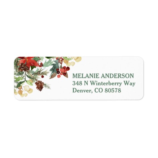 Evergreen Floral Berry Border Etiket (Voorkant)