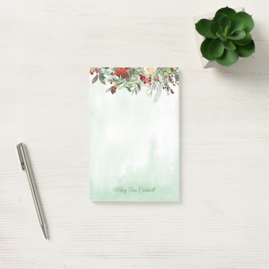 Evergreen Floral Berry Border Post-it® Notes (Kantoor)
