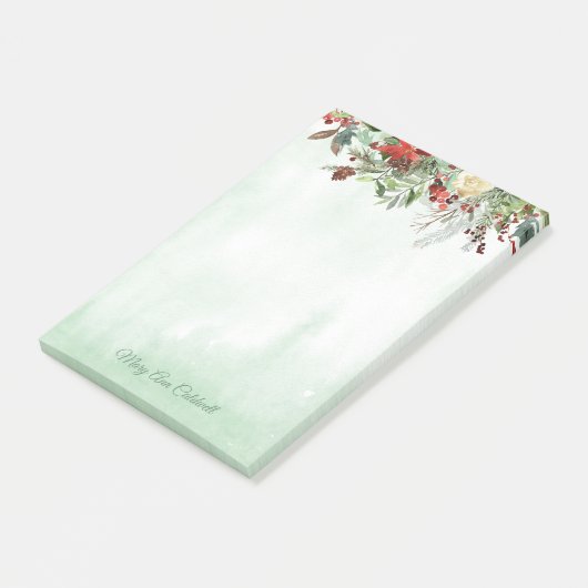 Evergreen Floral Berry Border Post-it® Notes (Schuin)