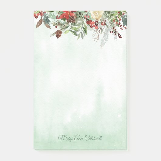 Evergreen Floral Berry Border Post-it® Notes (Voorkant)