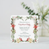 Evergreen Floral Berry Lijst Holiday Party Uitnodi Kaart (Staand voorkant)