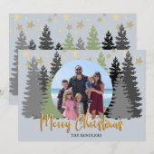 Evergreen Forest Familie Foto Christmas Kaart (Voorkant / Achterkant)