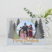 Evergreen Forest Familie Foto Christmas Kaart (Staand voorkant)