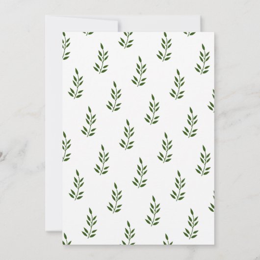 Evergreen Forest Groen Wit Blad Monogram Bruiloft Kaart (Achterkant)