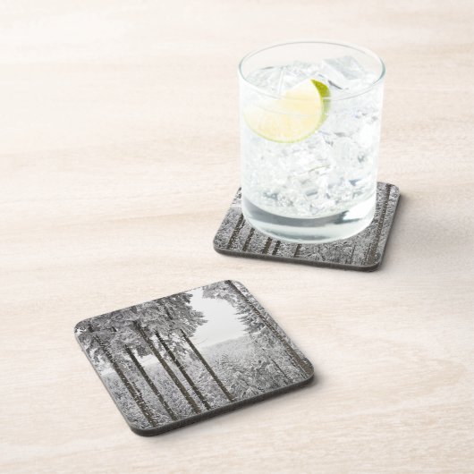 Evergreen forest in de winter drankjes onderzetter (Rechterzijde)