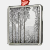 Evergreen forest in de winter metalen ornament (Links)