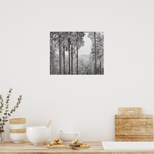 Evergreen forest in de winter poster (Keuken)
