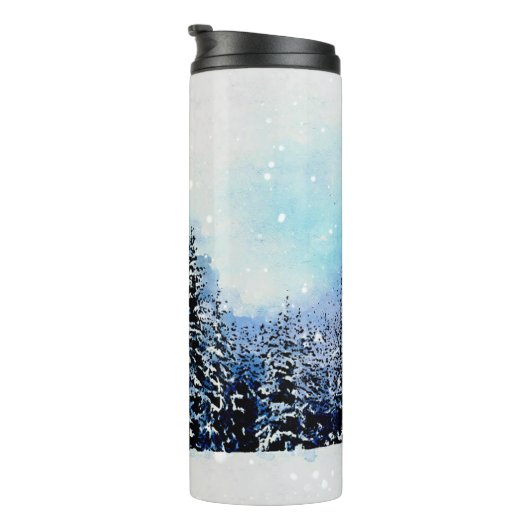 Evergreen Forest met Sneeuwreisthermische trommel Thermosbeker (Geroteerd rechts)