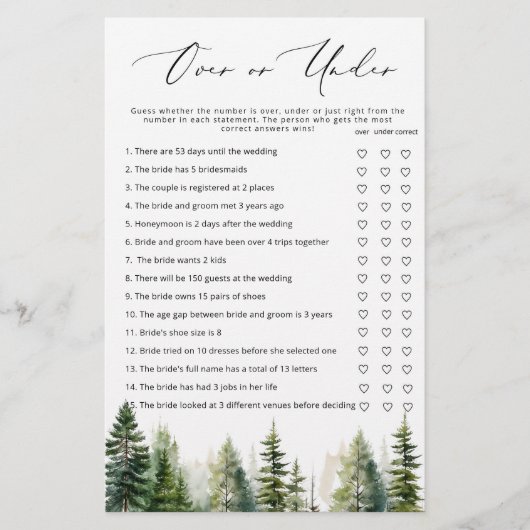 Evergreen forest over of onder vrijgezellenfeest w (Voorkant)