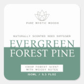 Evergreen forest pine groen riet diffuser label (Voorkant)