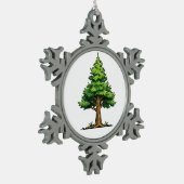 Evergreen forest tin sneeuwvlok ornament (Links)