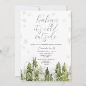Evergreen Forest Trees Baby shower Invitation Kaart (Voorkant)