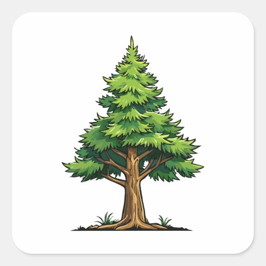Evergreen forest vierkante sticker (Voorkant)