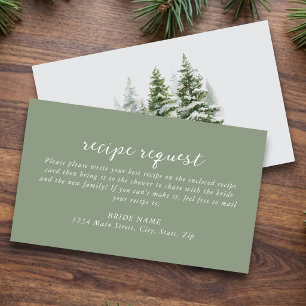 Evergreen Forest Winter Recept Verzoek Bruids- Informatiekaartje