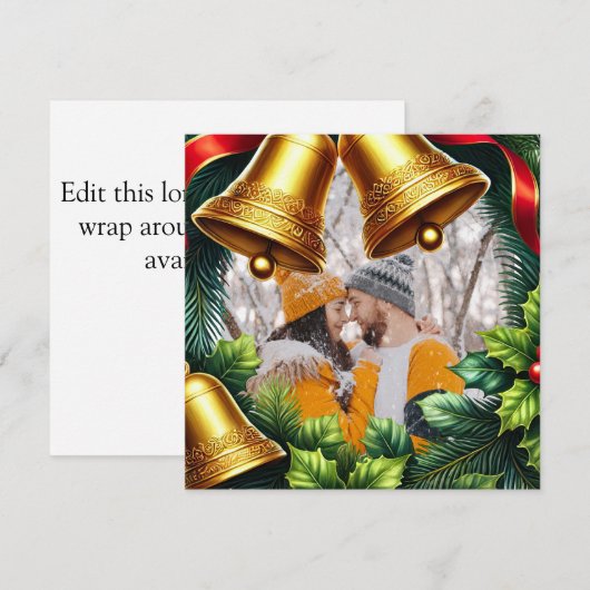 Evergreen Fotogrens met klokken voor Kerstmis Feestdagenkaart (Voorkant / Achterkant)