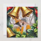Evergreen Fotogrens met klokken voor Kerstmis Feestdagenkaart (Voorkant)