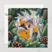 Evergreen Fotogrens met pinecone voor Kerstmis Feestdagenkaart (Voorkant / Achterkant)