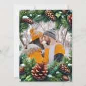 Evergreen Fotogrens met pinecone voor Kerstmis Feestdagenkaart (Voorkant)