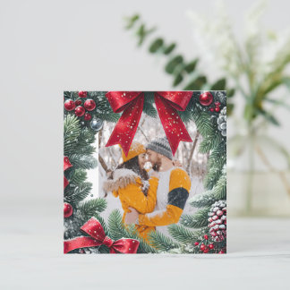 Evergreen Fotogrens voor Kerstmis Feestdagenkaart