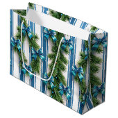 EVERGREEN GARLAND BLUE HOLIDAYS BOWS & STRIPES GROOT CADEAUZAKJE (Voorkant Gekanteld)
