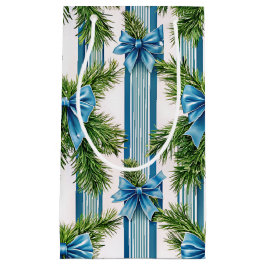 EVERGREEN GARLAND BLUE HOLIDAYS BOWS & STRIPES KLEIN CADEAUZAKJE
