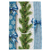 EVERGREEN GARLAND BLUE HOLIDAYS BOWS & STRIPES MEDIUM CADEAUZAKJE (Achterkant)