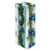 EVERGREEN GARLAND BLUE HOLIDAYS BOWS & STRIPES WIJN CADEAUTAS (Achterkant Gekanteld)