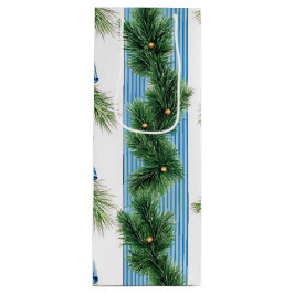 EVERGREEN GARLAND BLUE HOLIDAYS BOWS & STRIPES WIJN CADEAUTAS