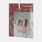 Evergreen Garland Lijst Foto Kerst Glas Ornament (Voorkant links)